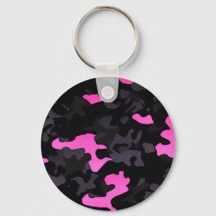 Roze en zwarte Camouflage Sleutelhanger