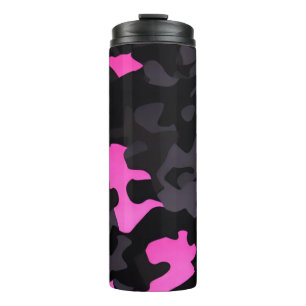 Roze en zwarte Camouflage Thermosbeker