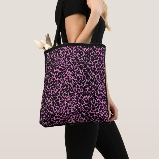 Roze en zwarte Cheetah Pattern Tote Bag (Dichtbij)