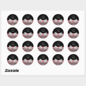 Roze en Zwarte Cheetah Print Schattigee Boog Party Ronde Sticker (Vel)