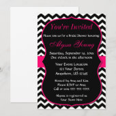 Roze en zwarte Chevron Bridal Shower Kaart (Voorkant / Achterkant)