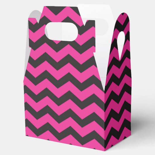 Roze en zwarte Chevron Modern Party Favor Boxes Bedankdoosjes (Geopend)