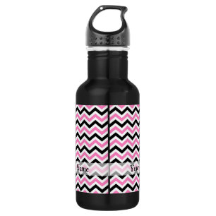 Roze en zwarte chevron patroon waterfles