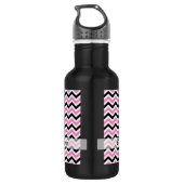 Roze en zwarte chevron patroon waterfles (Achterkant)