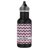 Roze en zwarte chevron patroon waterfles (Rechts)