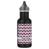 Roze en zwarte chevron patroon waterfles (Links)