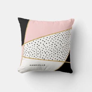 Roze en zwarte Chic Abstract Patroon Kussen