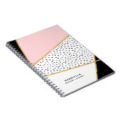 Roze en Zwarte Chic Abstract Patroon Notitieboek (Rechterzijde)