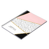 Roze en Zwarte Chic Abstract Patroon Notitieboek (Linkerzijde)
