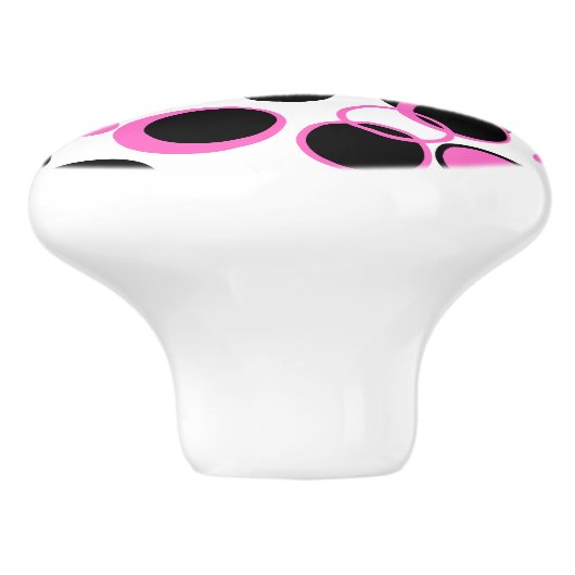 Roze en zwarte cirkels keramische knop (Zijkant)