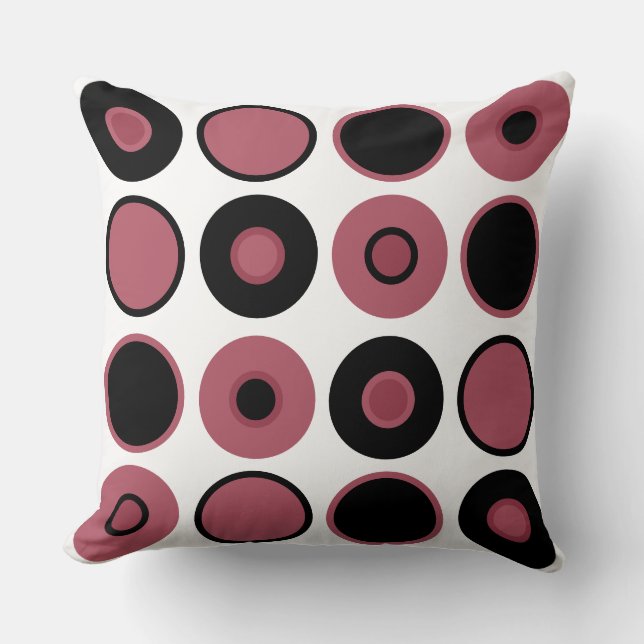 Roze en zwarte cirkels kussen (Voorkant)