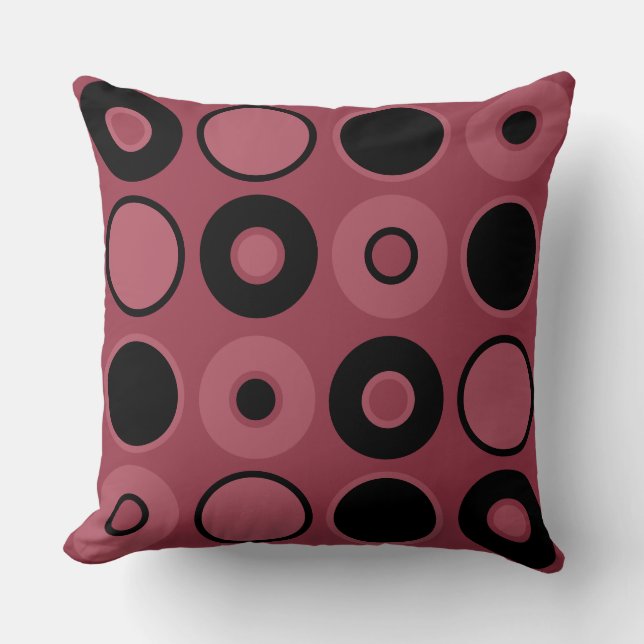 Roze en zwarte cirkels kussen (Voorkant)