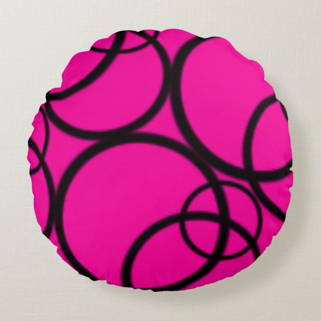 Roze en zwarte cirkels rond kussen (Voorkant)