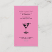 Roze en zwarte cocktail professionele barman visitekaartje (Achterkant)