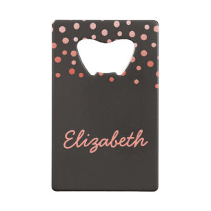Roze en zwarte confetti creditkaart flessenopener