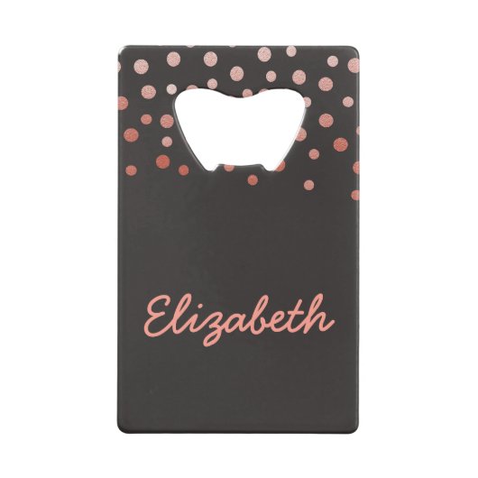 Roze en zwarte confetti creditkaart flessenopener (Voorkant)