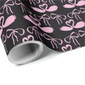 Roze en zwarte Coquette Bow Cadeaupapier (Rol Hoek)