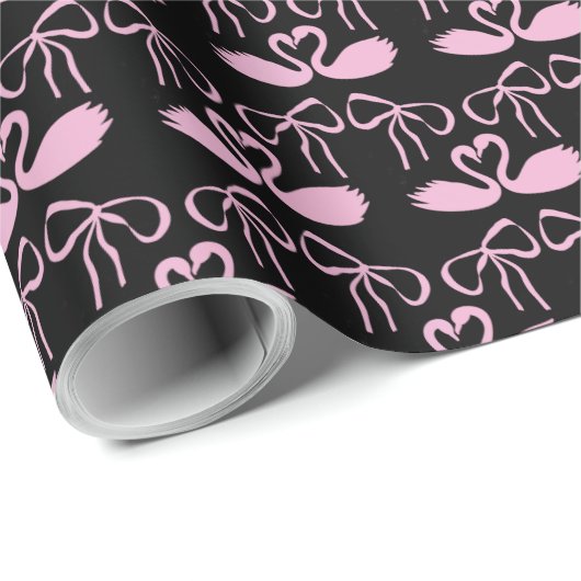 Roze en zwarte Coquette Bow Cadeaupapier (Rol Hoek)
