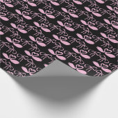 Roze en zwarte Coquette Bow Cadeaupapier (Hoek)