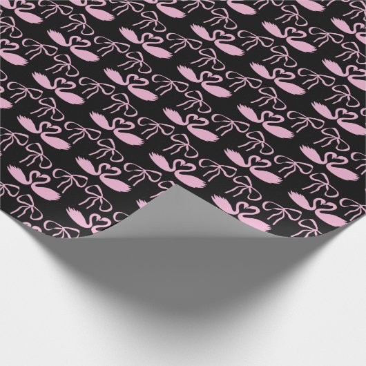 Roze en zwarte Coquette Bow Cadeaupapier (Hoek)
