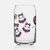 Roze en zwarte Coquette Halloween Ghost Blikvorm Glas (Achterkant)