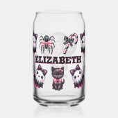 Roze en zwarte Coquette Halloween Ghost Blikvorm Glas (Links)