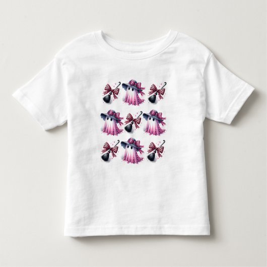 Roze en zwarte Coquette Halloween Kinder Shirts (Voorkant)