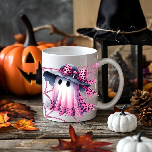 Roze en zwarte Coquette Halloween Koffiemok