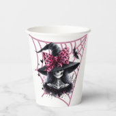 Roze en zwarte Coquette Halloween Papieren Bekers (Achterkant)