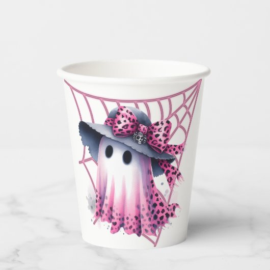 Roze en zwarte Coquette Halloween Papieren Bekers (Voorkant)