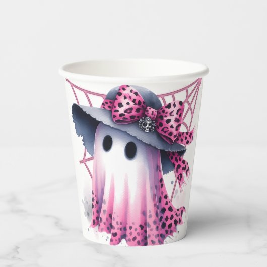 Roze en zwarte Coquette Halloween Papieren Bekers (Achterkant)
