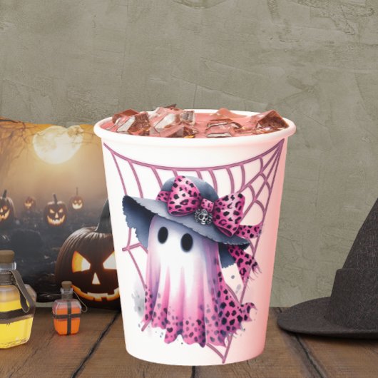 Roze en zwarte Coquette Halloween Papieren Bekers