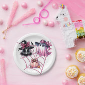 Roze en zwarte Coquette Halloween Papieren Bordje (Feest)