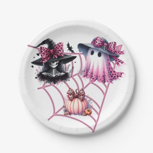 Roze en zwarte Coquette Halloween Papieren Bordje (Voorkant)