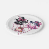 Roze en zwarte Coquette Halloween Papieren Bordje (Gekanteld)