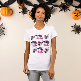 Roze en zwarte Coquette Halloween T-shirt