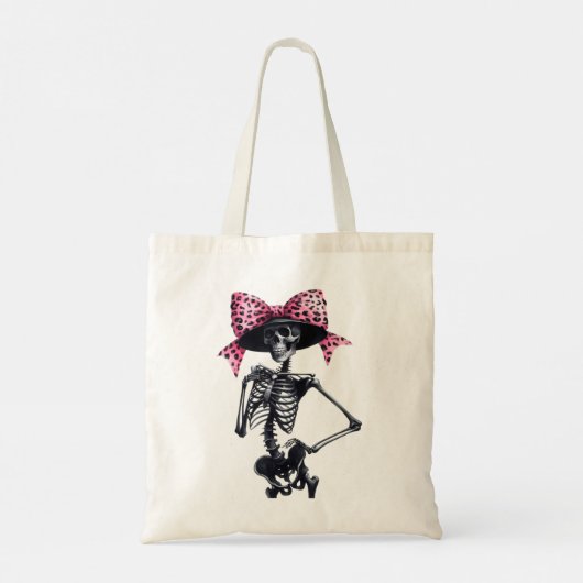 Roze en zwarte Coquette Halloween Tote Bag (Achterkant)