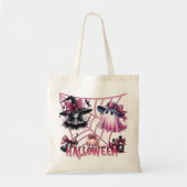 Roze en zwarte Coquette Halloween Tote Bag (Voorkant)