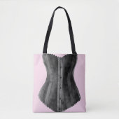 Roze en zwarte  corset tote bag (Voorkant)