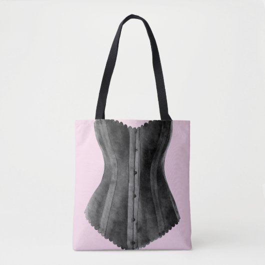 Roze en zwarte  corset tote bag (Voorkant)