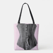 Roze en zwarte  corset tote bag (Achterkant)