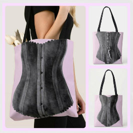 Roze en zwarte  corset tote bag