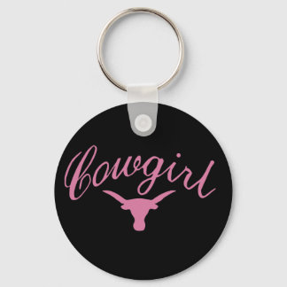 Roze en zwarte cowgirl sleutelhanger