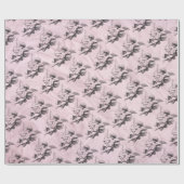 Roze en zwarte  Cupid Valentijn Gift Wrap Cadeaupapier (Vlak)