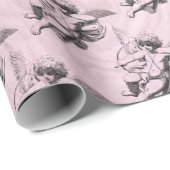Roze en zwarte  Cupid Valentijn Gift Wrap Cadeaupapier (Rol Hoek)