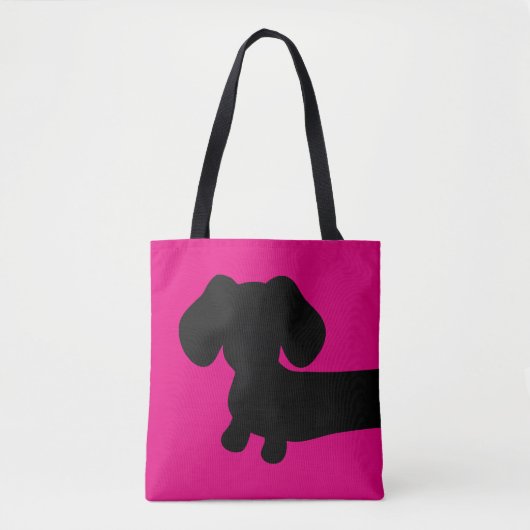 Roze en Zwarte Dachshund Canvas tas (Voorkant)