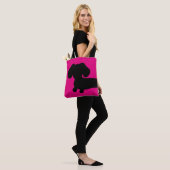 Roze en Zwarte Dachshund Canvas tas (Op model)