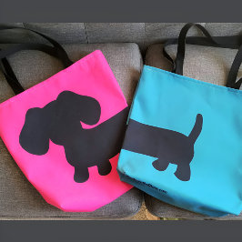 Roze en Zwarte Dachshund Canvas tas
