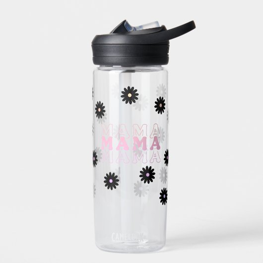 Roze en Zwarte Daisy Mama Water Fles (Links)