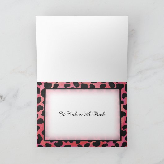 Roze en zwarte Dalmatiaanse Patroon Dank u Bedankkaart (Binnen)